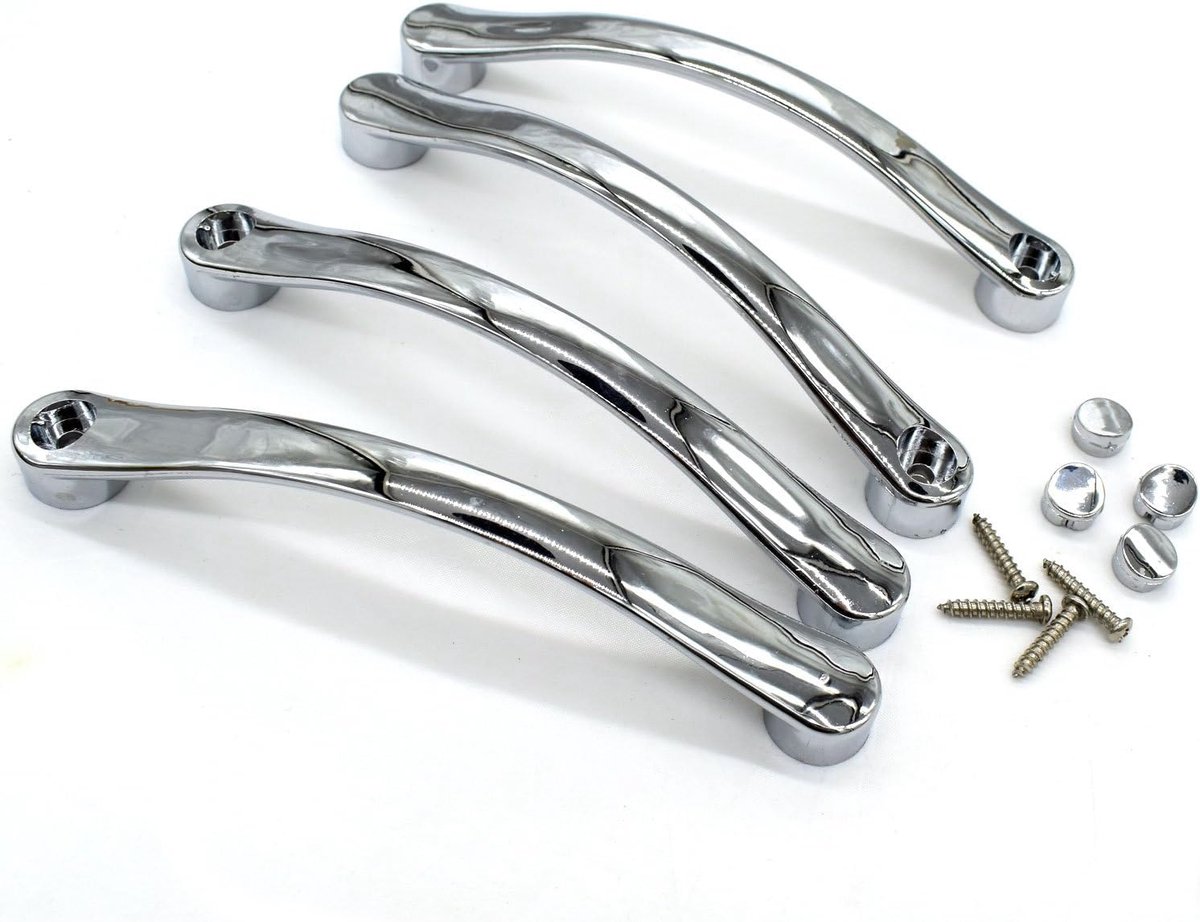 YUANQIAN Pair of chrome curved shower door handles - ShopVlot