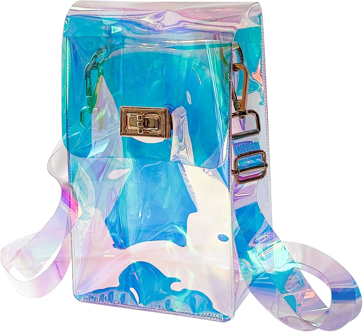 Small Holographic PVC Shoulder Bag, Waterproof Crossbody Bag for Beach, Travel and Everyday Use, Lightweight and - ShopVlot