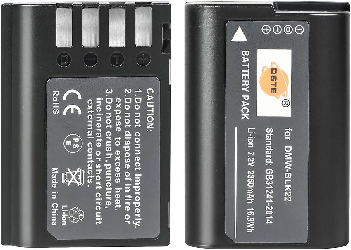 DSTE 2PCS DMW-BLK22 Batteries Compatible with Panasonic Lumix S5 DC-S5K DC-S5GK - ShopVlot