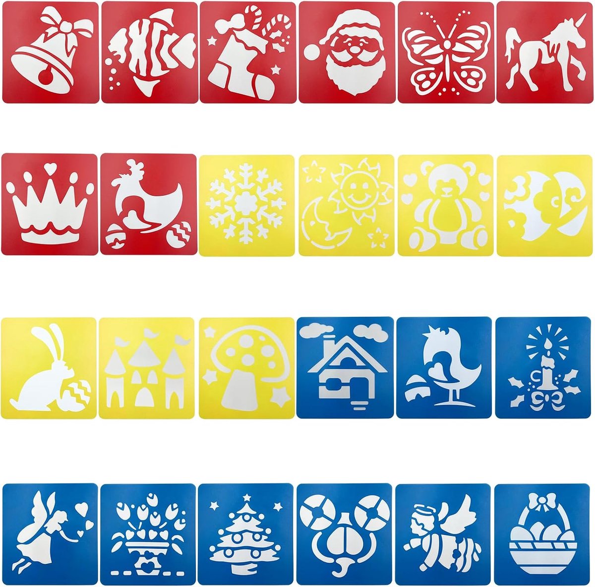 24 stuks schildersjablonen, tekensjablonen(15 x 15 cm) - herbruikbare en creatieve plastic tekensjablonen voor behang - ShopVlot