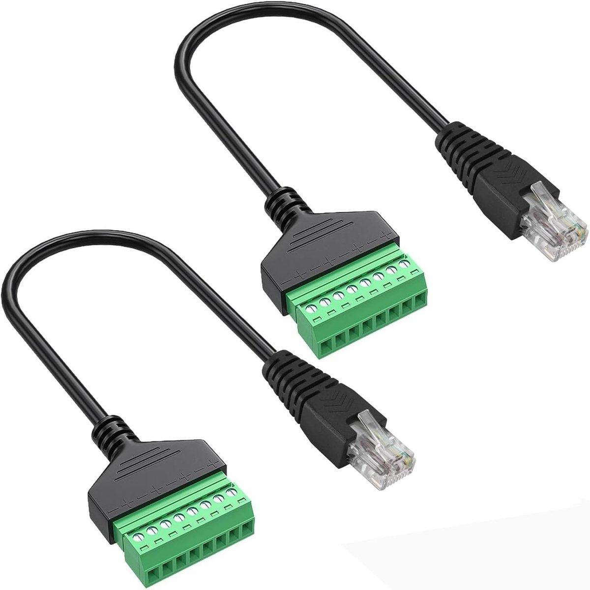 RJ45-stekker naar 8-polige schroefklemmenblok - 2 stuks - puur koperdraad - betrouwbare ethernetverbinding - ShopVlot