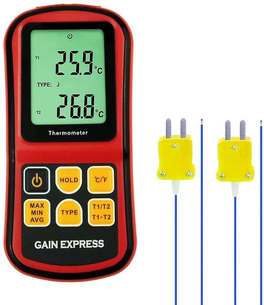 Digitale thermocouple thermometer -150~1800℃ - Dual-channel LCD - Accuraat met backlight - ShopVlot