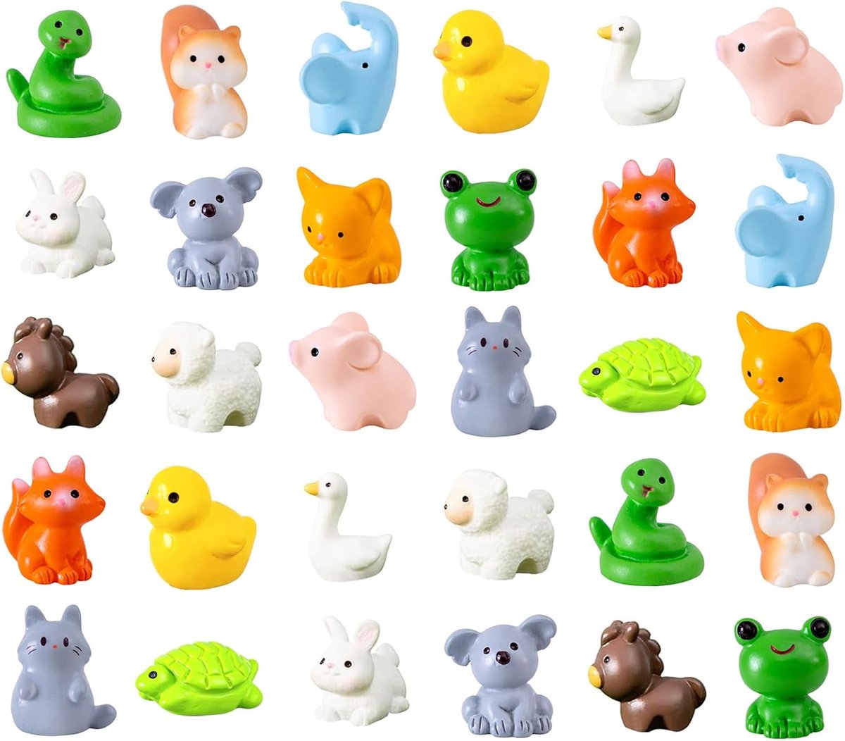 Mini dierenfiguren 30 stuks - hars - 15 stijlen - perfect voor tuin en aquarium - ShopVlot