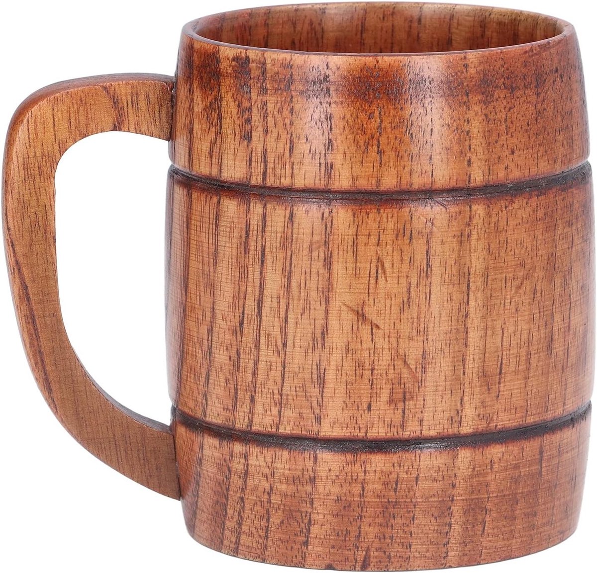 Vintage Houten Biermok 300ml - Elegante Handgemaakte Tankard voor Bier, Thee en Koffie, Retro Design met Handvat