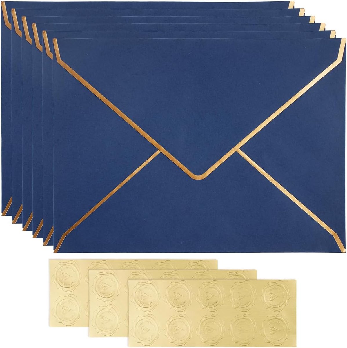 Miniature Envelopes 20 stuks - V-flap 18.3x13.2cm - Goudfolie rand - Luxe uitnodigingen - ShopVlot