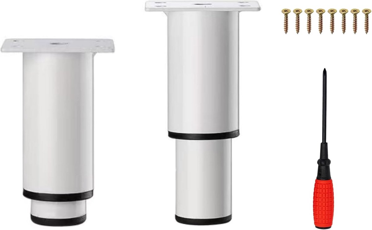 Verstelbare meubelpoten - metalen poten 8-12 cm - met schroeven - 800 kg draagvermogen voor meubels - ShopVlot