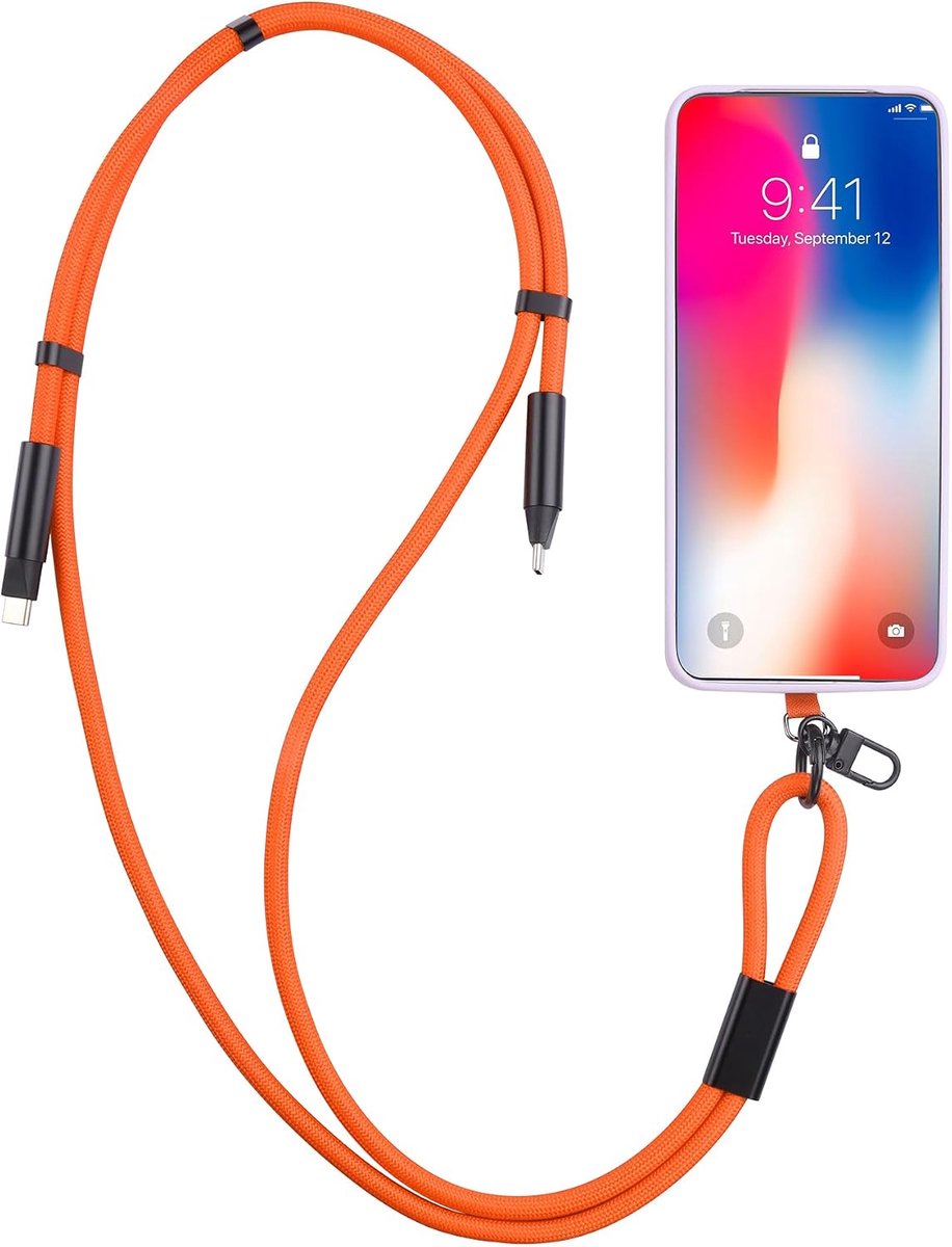 Mobiel USB C Kabel Polsband Lanyard - 100W Instelbaar Type-C Mannelijk naar Mannelijk - Meerdere Kleuren Beschikbaar - ShopVlot