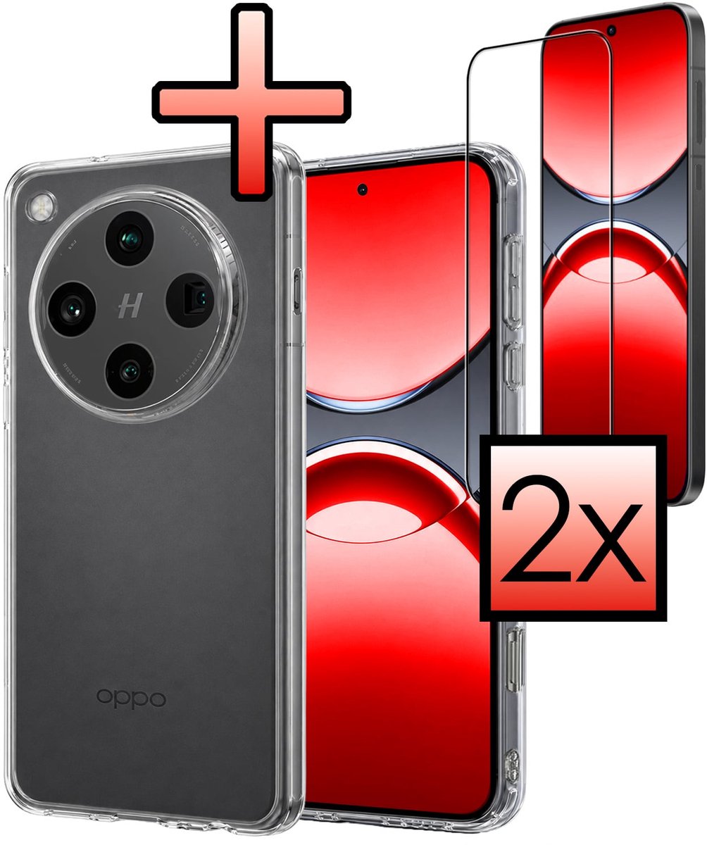 Hoesje - Met 2x Screenprotector - Geschikt voor OPPO Find X8 Pro - Sterk & Shockproof - Back Cover - Siliconen Case - Telefoon Hoes - Transparant