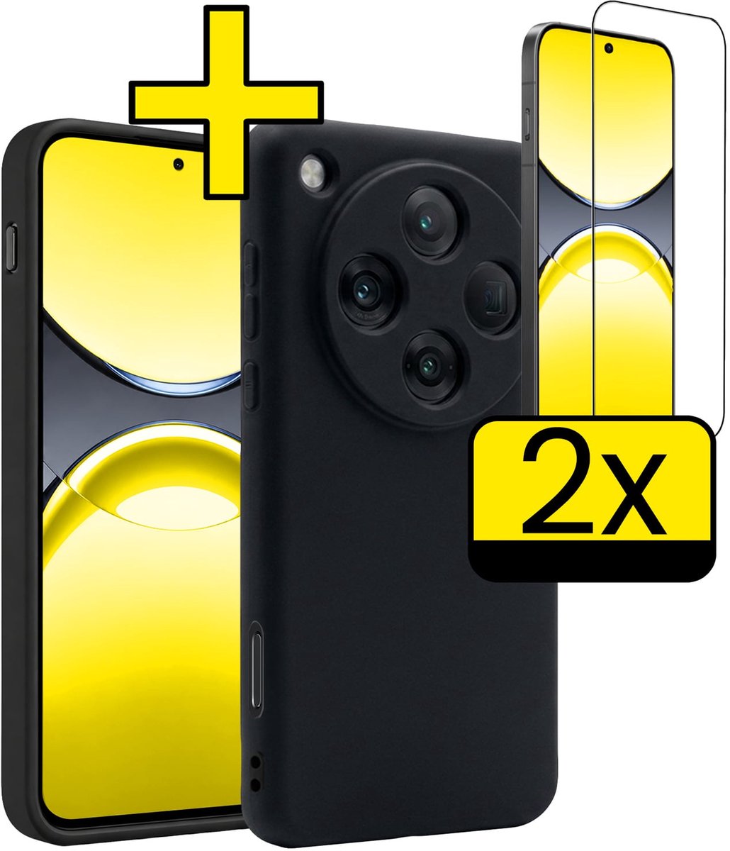 Hoesje - Met 2x Screenprotector - Geschikt voor OPPO Find X8 Pro - Sterk & Shockproof - Back Cover - Siliconen Case - Telefoon Hoes - Telefoonhoesjes - Zwart