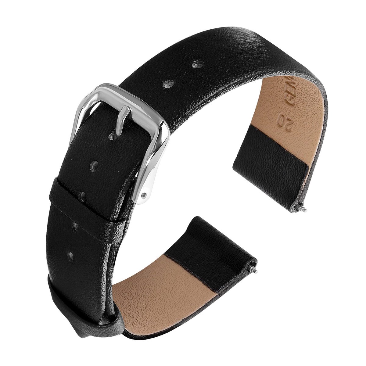 Horlogebandje van kalfsleer 12.5+7.5cm - quick-release - roestvrijstalen gesp - comfortabel en stijlvol - ShopVlot