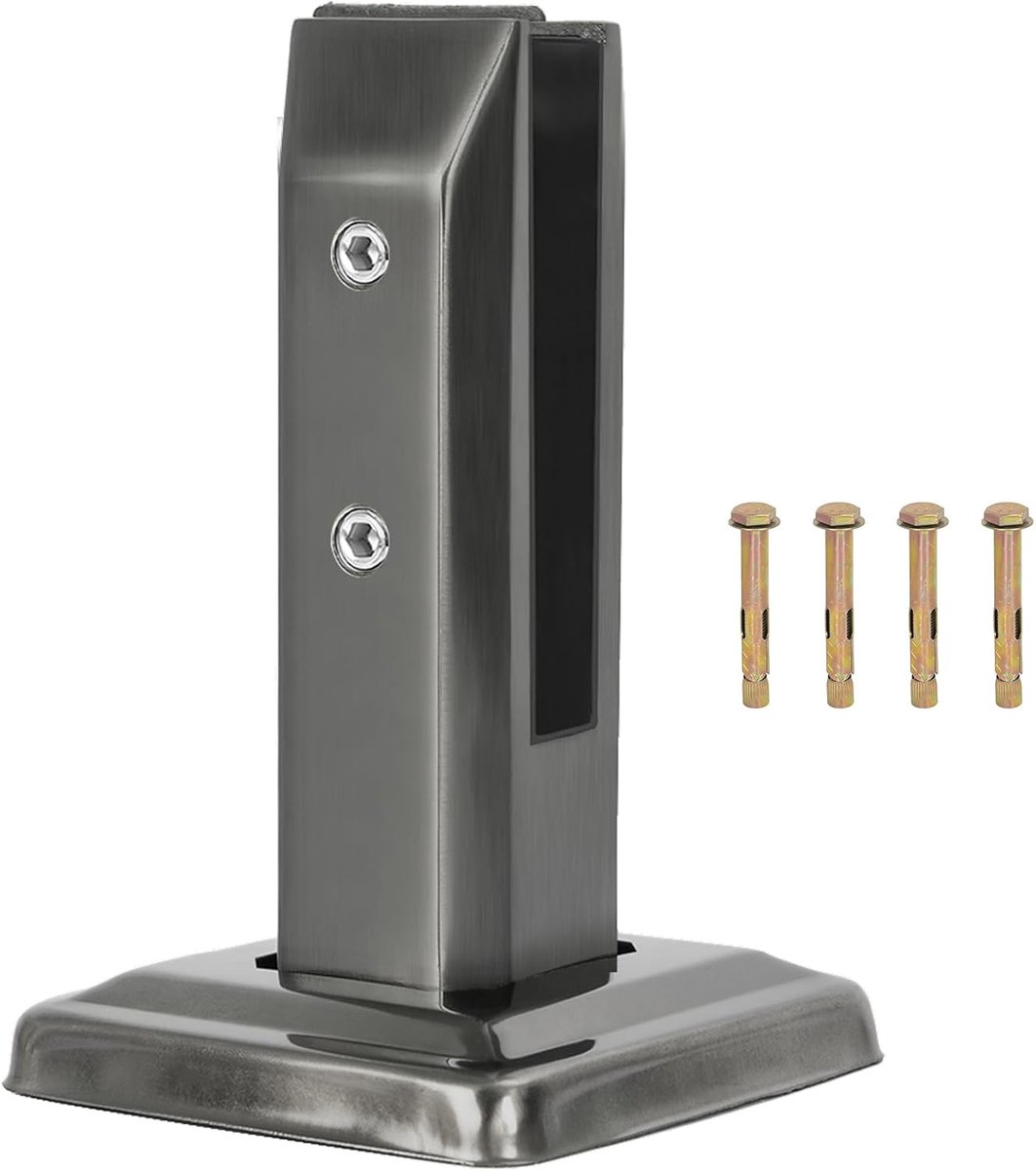 Glasbeugel Klem 168mm - 304 RVS - Zwart - Geschikt voor balustrades en trappen - ShopVlot