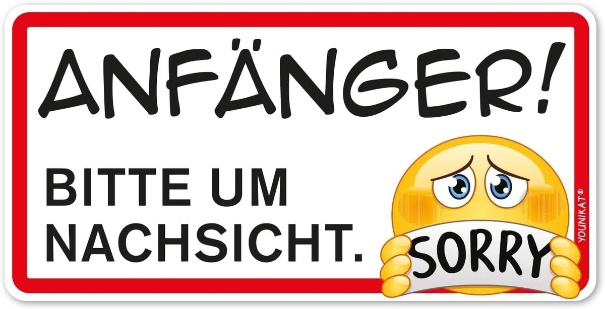 Voertuigsticker beginners! 20 x 10 cm - weerbestendig - met glimlach - vraag om aandacht - ShopVlot