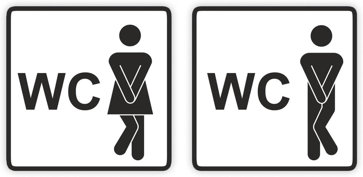 Toiletdeursticker set 2 - 9 x 9 cm - vrouwen- en mannensymbolen - weerbestendig en UV-bestendig - ShopVlot