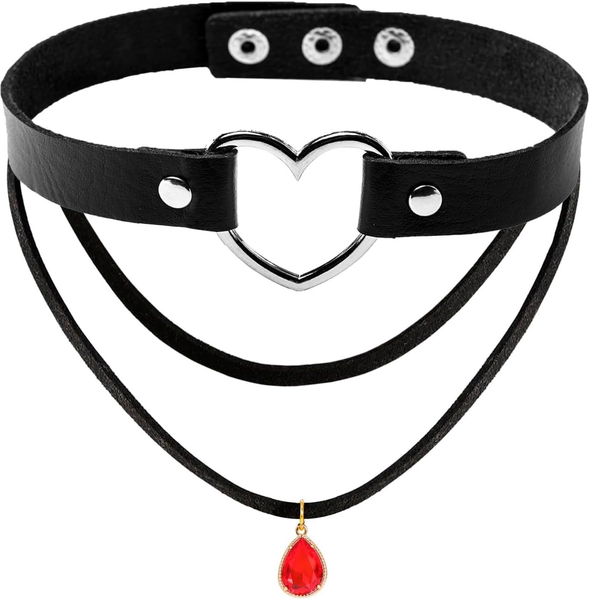 Choker met dubbele lagen - PU leren halsketting - punk gothic stijl - trendy accessoire - ShopVlot