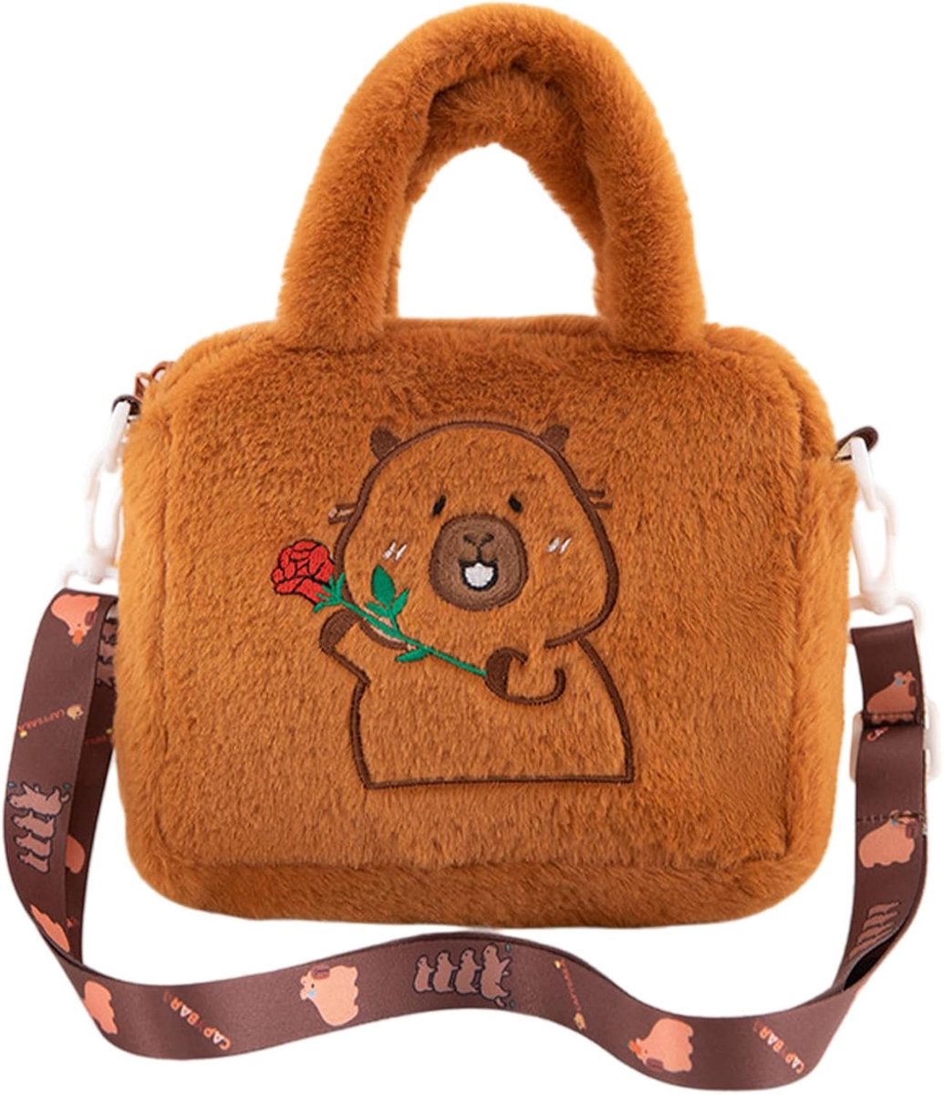 Pluche Meisjes Handtas - Bruine Capybara - Verstelbare Schouderriem - Ideaal voor Kinderen - ShopVlot