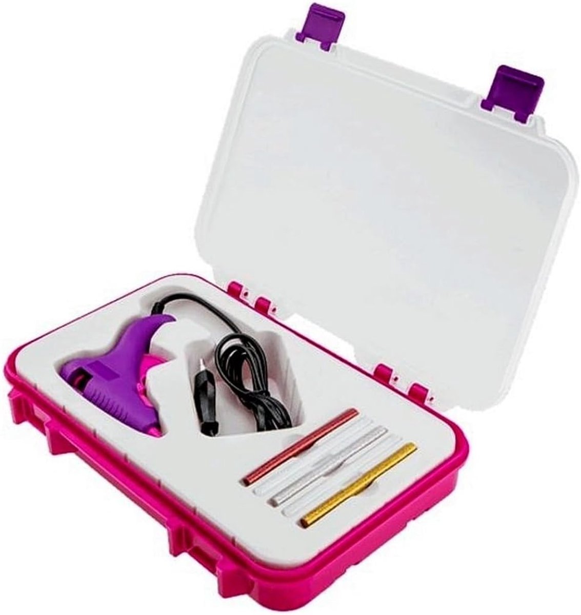 Lijmpistool met 5 lijmsticks - roze gereedschapskoffer - voor handige dames - ideaal voor kleine klusjes - ShopVlot