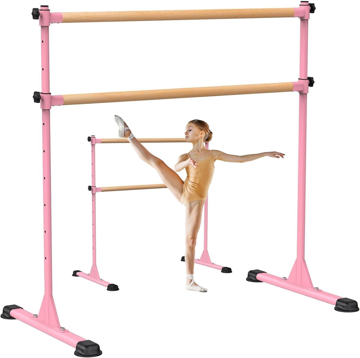 Balletbar Freestanding - Hight Adjustable 28-120 cm - Houten Stretch Dansbar - Ideaal voor Thuis Workout - ShopVlot