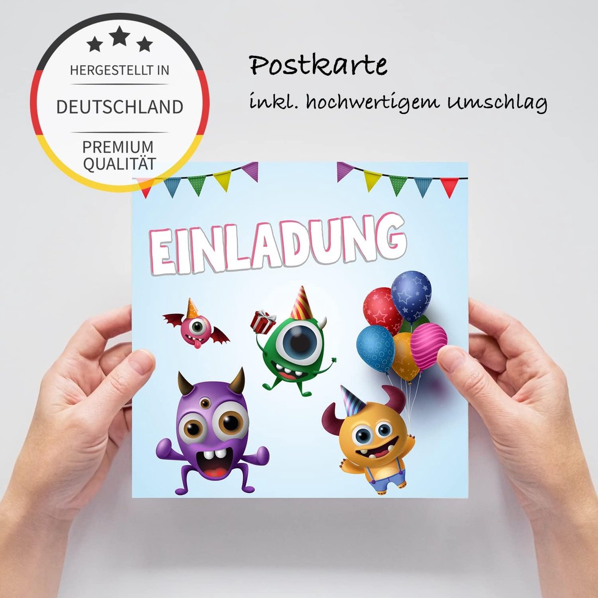 Verjaardagsuitnodigingen kinderen 12 stuks - Monster motief - Inclusief enveloppen - Eenvoudig in te vullen - ShopVlot