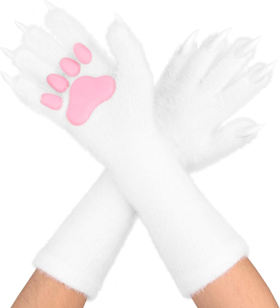 Kattenpoothandschoenen - realistisch met spijkers - imitatiebont - warme accessoires voor Halloween - ShopVlot