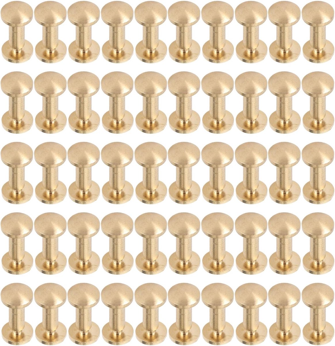 Brass rivets 50 set - 8mm koperen nagels - ronde platte kop - perfect voor leer en textiel - ShopVlot