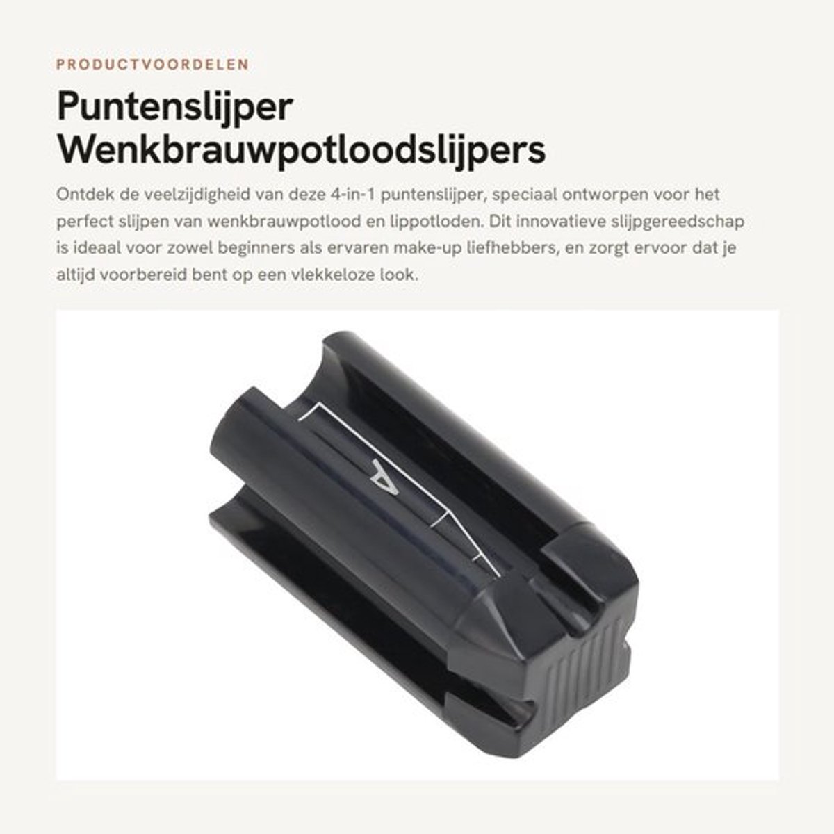 Puntenslijper 4-in-1 - Wenkbrauwpotloodslijper - Lippotloodslijper - Houten potloden - Lichtgewicht - Duurzaam PP-materiaal - Make-up Slijper