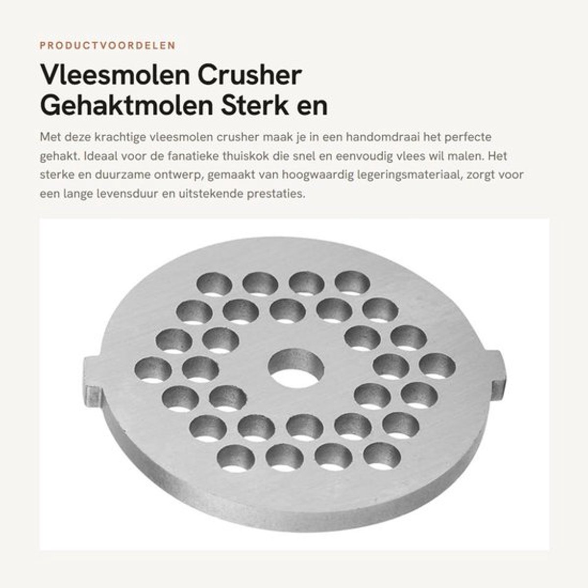 Gehaktmolen Sterk en Scherp - Vleesmolen - Legering - 5/7mm Gat - Veilig en Duurzaam - Eenvoudig te Reinigen