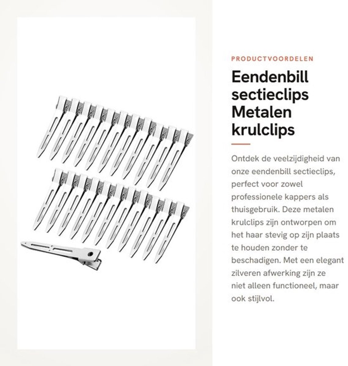 Eendenbill sectieclips - Metalen krulclips - Stevig en duurzaam - Zilver - Haarspeldjes - Ideaal voor kappers en haarstyling - 50 stuks