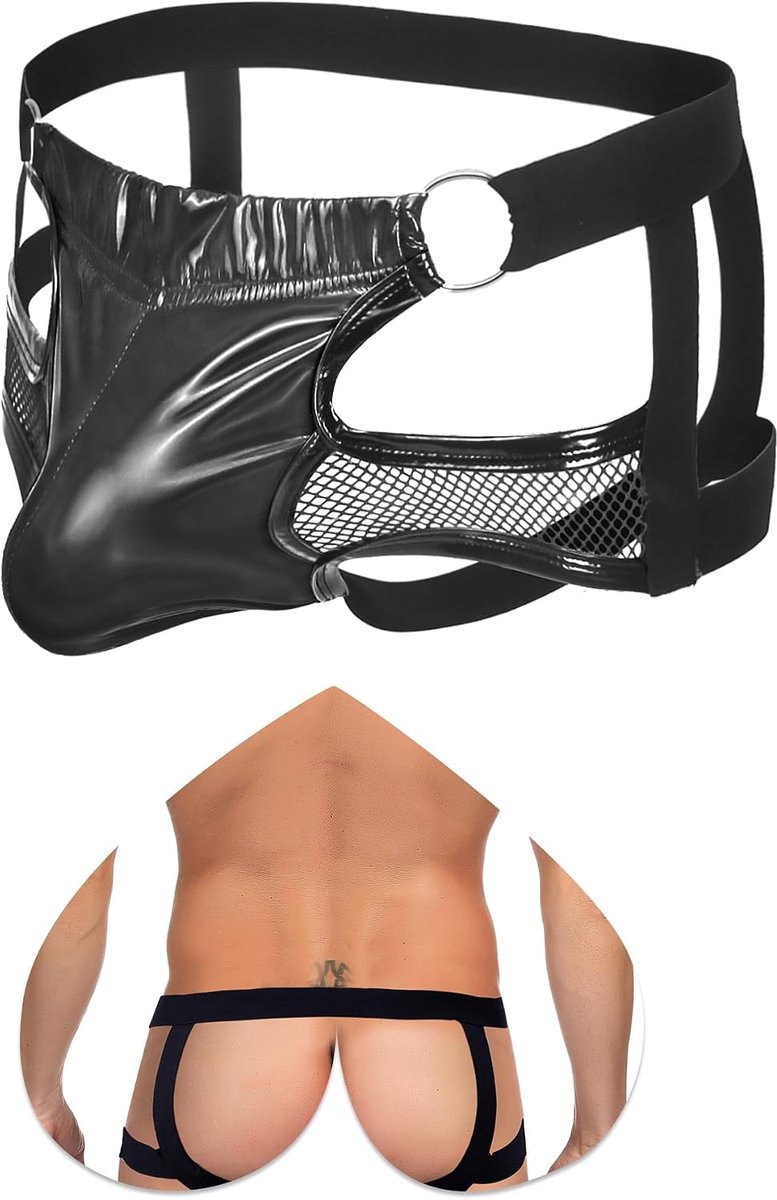 Thong ondergoed heren - Plus size - PU leer en gaas - Comfortabel en stijlvol - ShopVlot