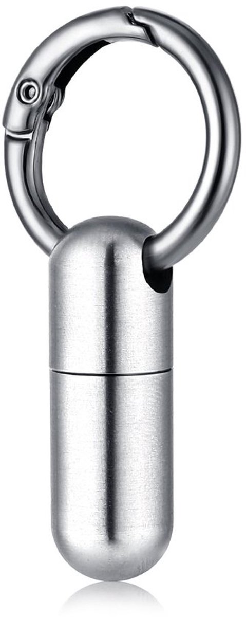 Pillenkoker Draagbaar - Pillendoosje Sleutelhanger - Waterdicht - Titanium - Karabijnhaak - Kleine Opbergdoos - 2,08 × 1,02 × 1,2 cm - Pillenhouder
