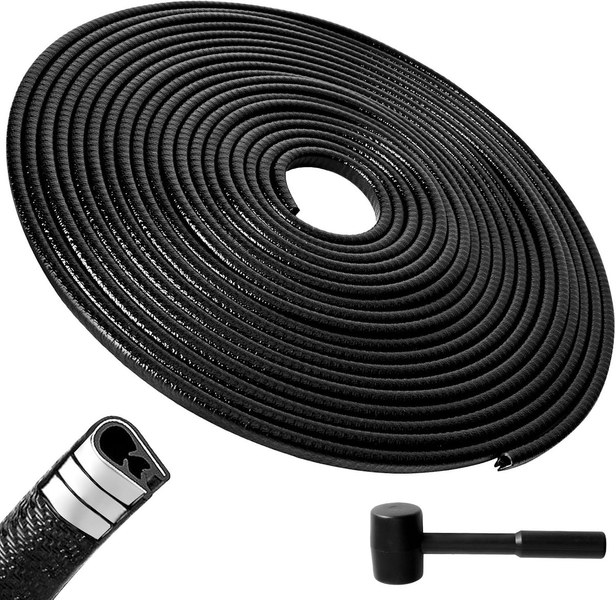 Deurbescherming auto U-vorm 10 m - flexibel rubber - met hamer - voorkomt krassen - ShopVlot