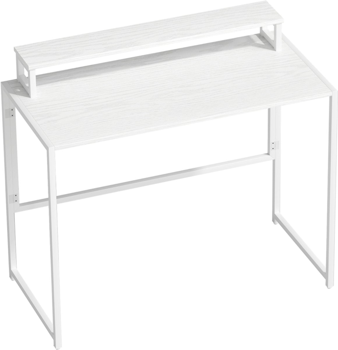 Inklapbaar Bureau 100x48 cm - Computertafel Met Monitorstandaard - Hout En Staal Wit