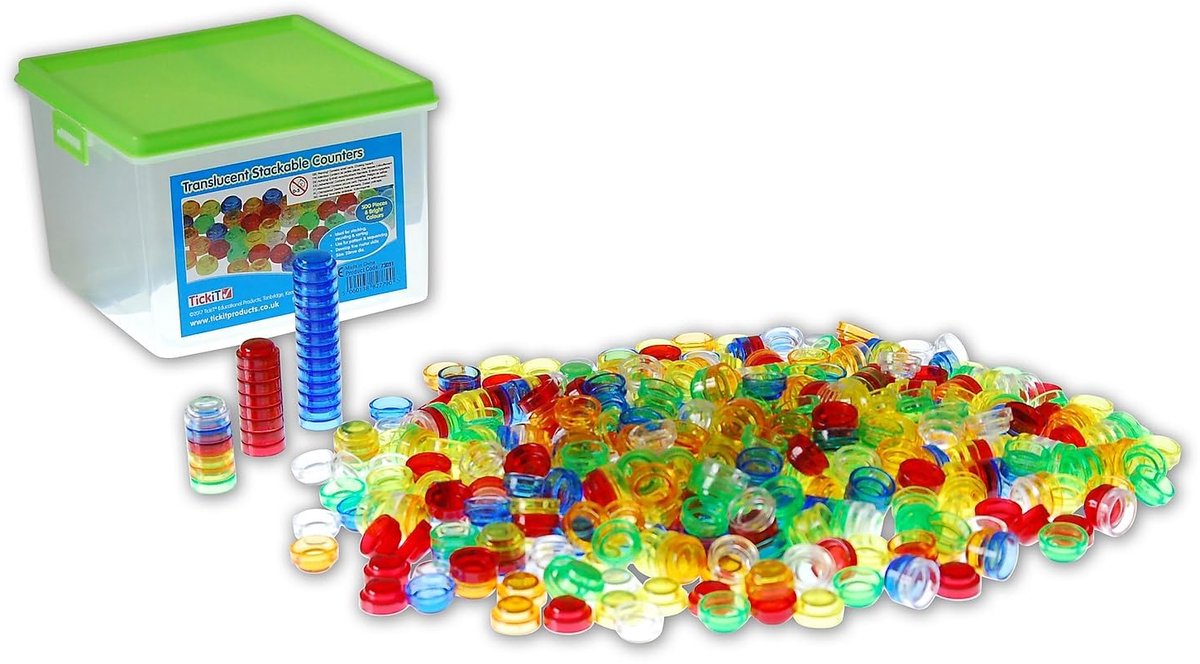 Stapelteller 20 mm - Translucent - Kleurenspel en sorteren - Ideaal voor motorische ontwikkeling - ShopVlot