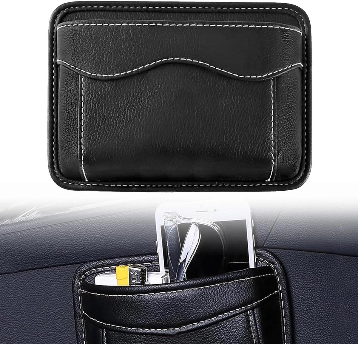 Documentenhouder auto - leer - grote capaciteit - organizer voor mobiele telefoons en sleutels - ShopVlot