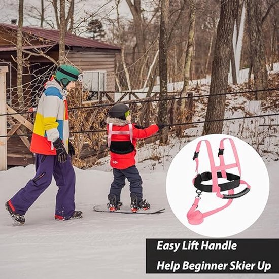 2-stuks Skituigje kinderen - Snowboard Beginners - Kindertuigje - Skigordel met handgreep aan de achterkant - Met verstelbare riemen - Skiriem - Skitrainingsgordel - Skiveiligheidsgordel - Voor skiën, schaatsen, training - Roze van Familyfields — afbeelding 5