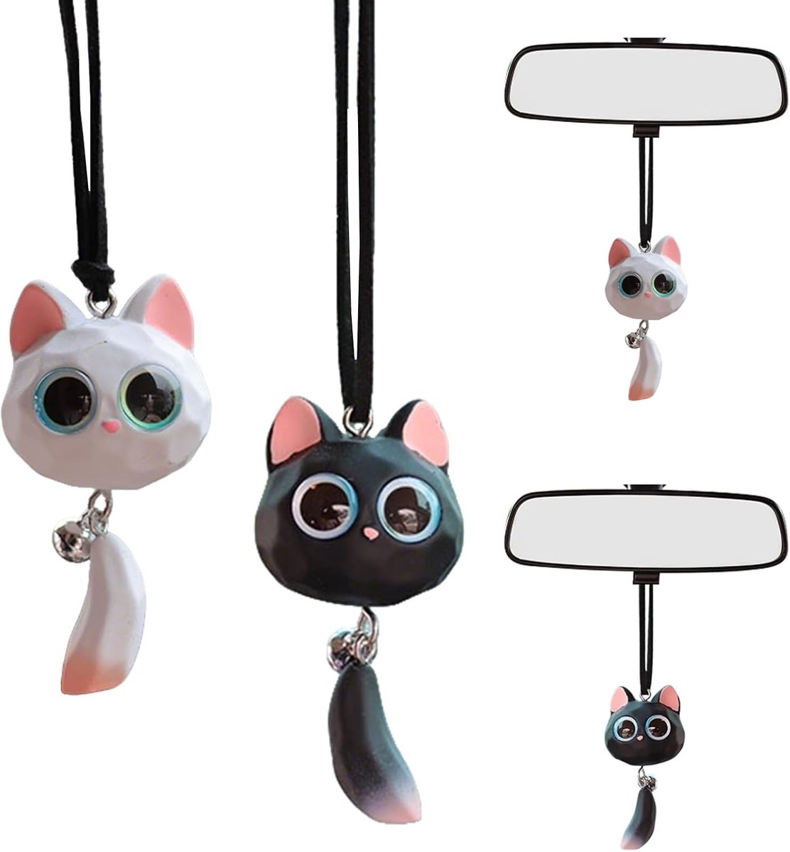 Auto achteruitkijkspiegel hanger kattenkop - schattige autohanger - decoratie voor interieur - brengt levendige sfeer - ShopVlot