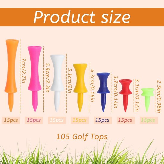 105 Stuks Golf Tees voor Wintergebruik, Herbruikbare Schokbestendige Plastic Tees, Ideaal voor Golftraining en Gezinsplezier — afbeelding 5