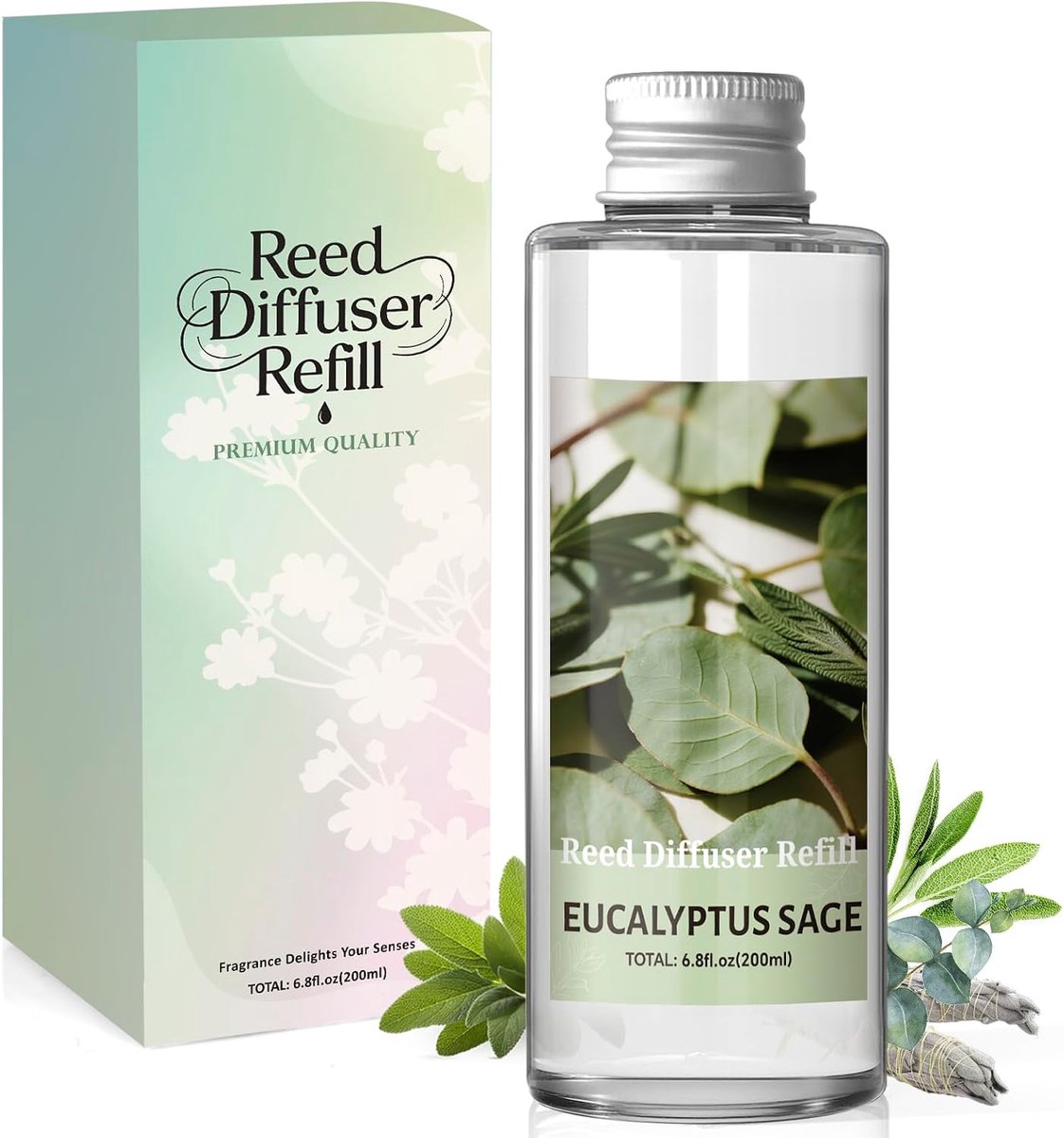 Navulling voor luchtverfrisser 200 ml - eucalyptus salie - frisse geurervaring - ShopVlot