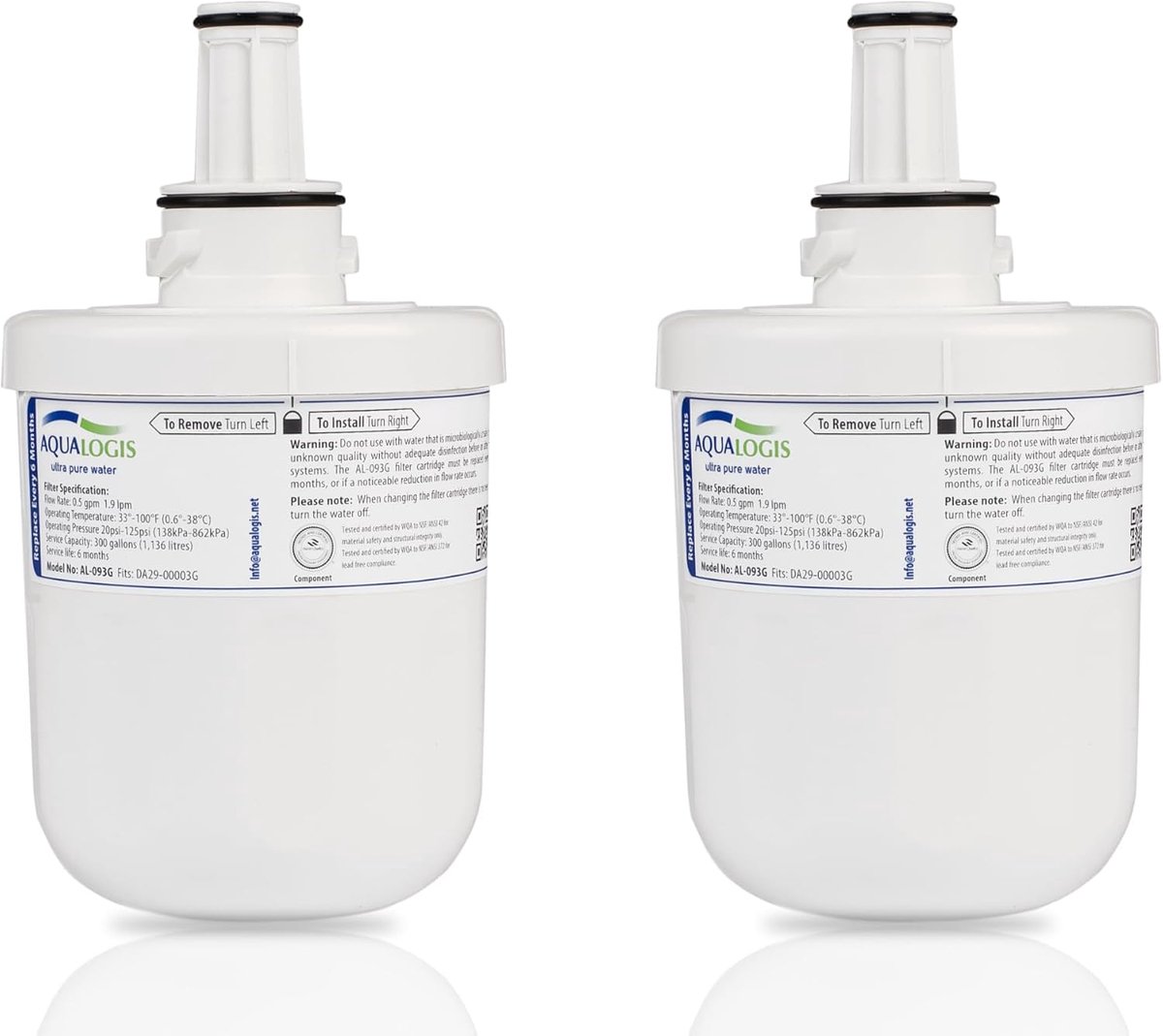 Waterfilter - 2 x AquaLogis AL-093G - Vervangingscartridge - Geschikt voor Samsung Amerikaanse koelkasten - ShopVlot