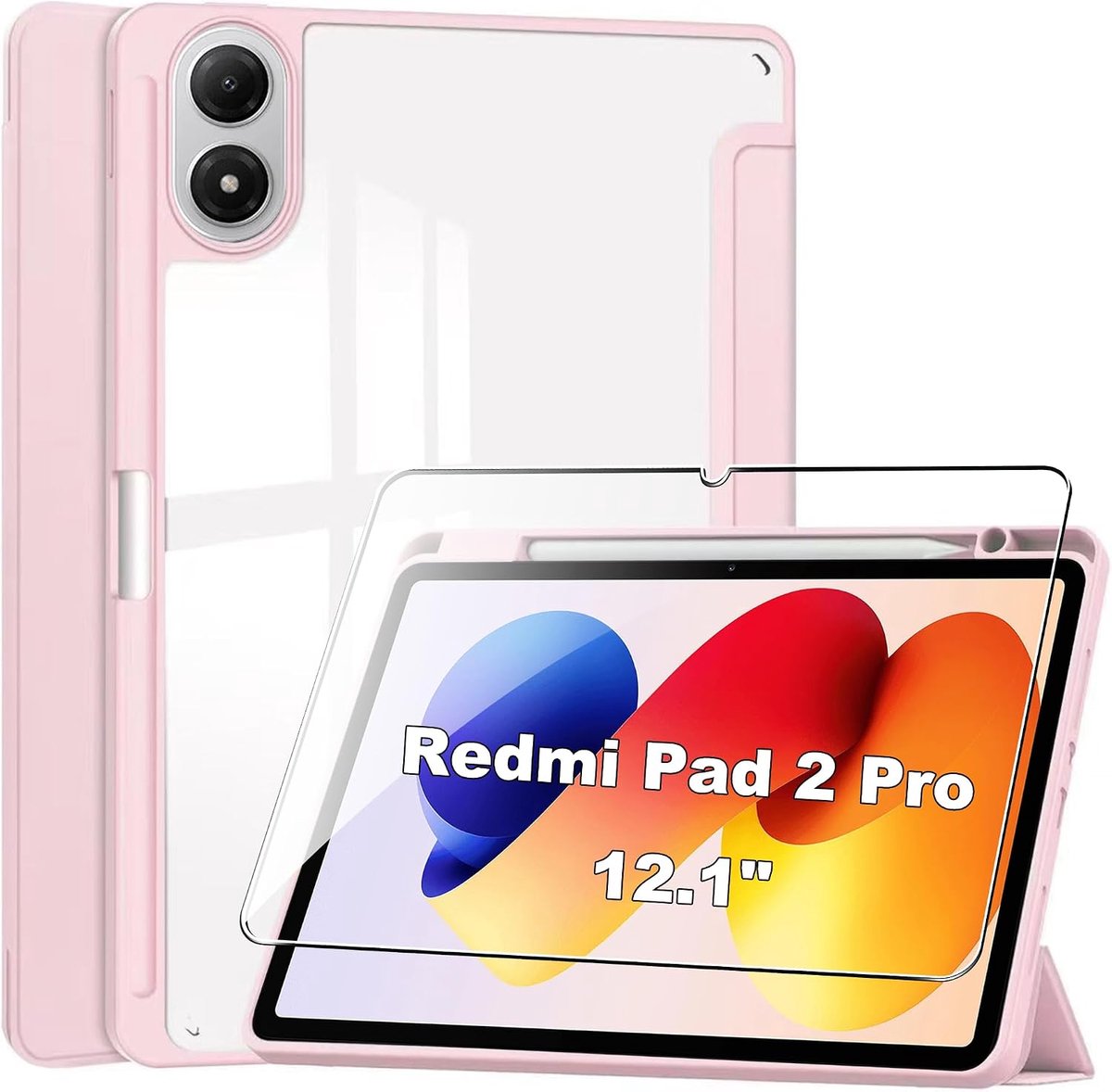 Beschermhoes voor Redmi Pad 2 Pro 12.1 Inch - PU leer - met potloodhouder - optimale bescherming - ShopVlot
