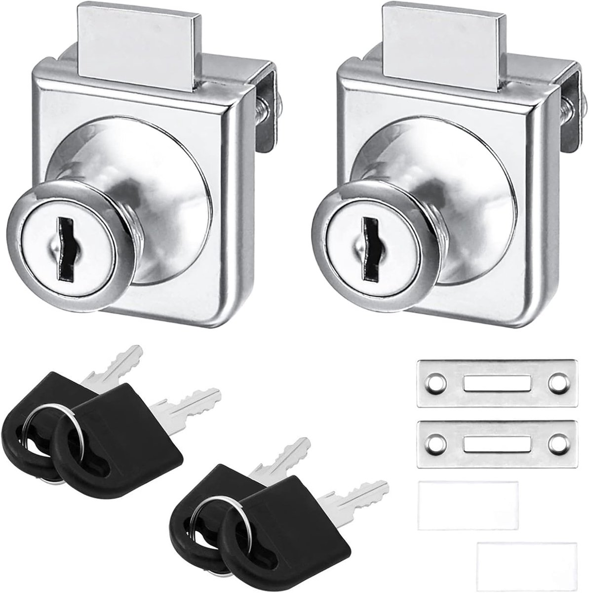 Kastsloten set van 2 - Zinklegering - Voor 5-8mm glas - Unieke sleutels voor extra privacy - ShopVlot
