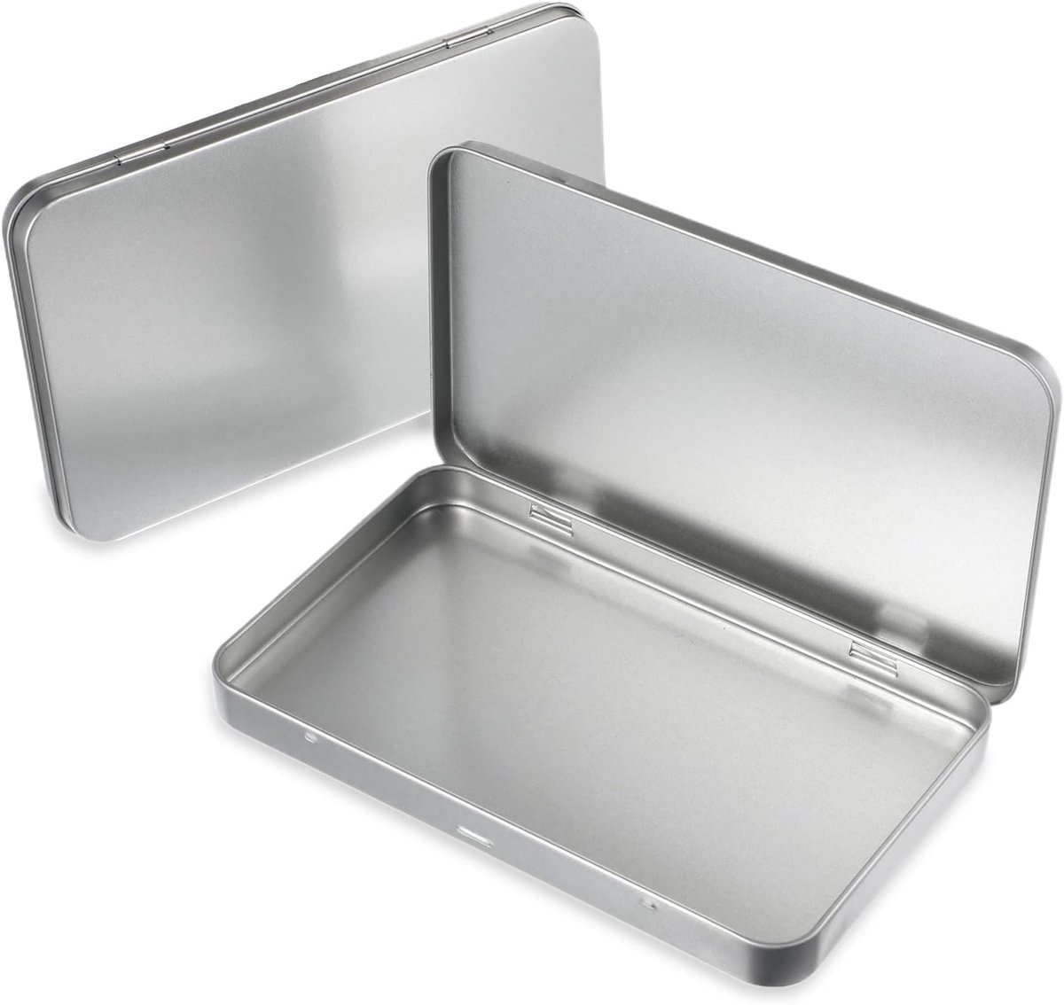 Set van 2 Rechthoekige Metalen Dozen met Scharnierdeksel, Draagbare Opslagdozen voor Kantoorbenodigdheden, Sieraden en Creatieve Projecten
