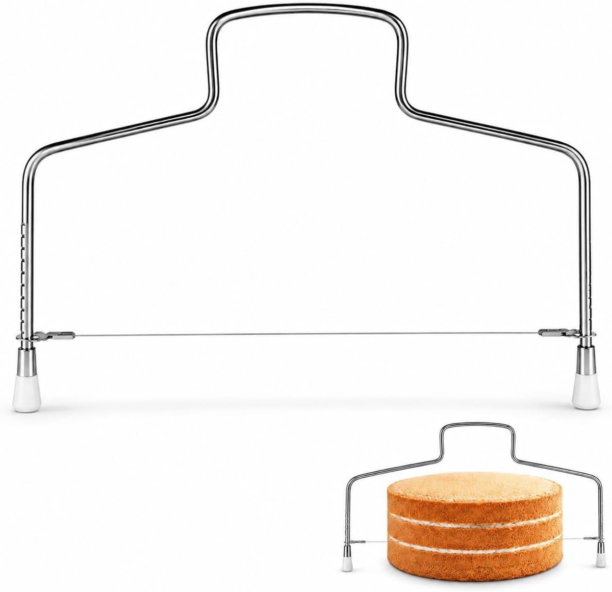Taartsnijder, verstelbaar, van roestvrij staal, draadsnijder voor laag cake, taartverdeler, verstelbare in hoogte - ShopVlot