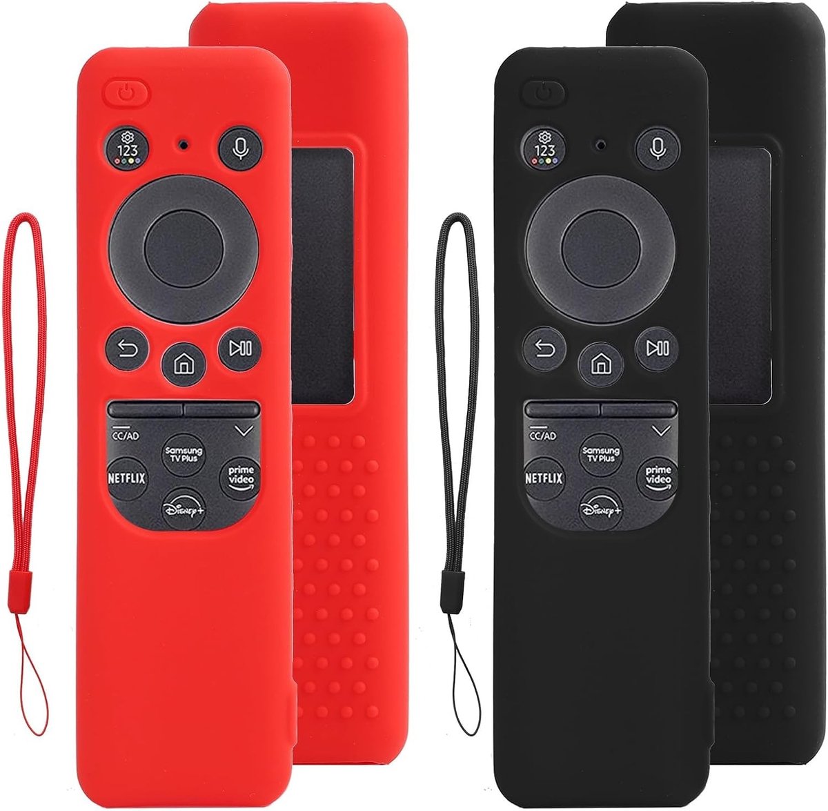 Set van 2 Siliconen Beschermhoezen voor Afstandsbediening, Antislip Cover voor Smart TV, Geschikt voor Diverse Modellen, Zwart en Rood