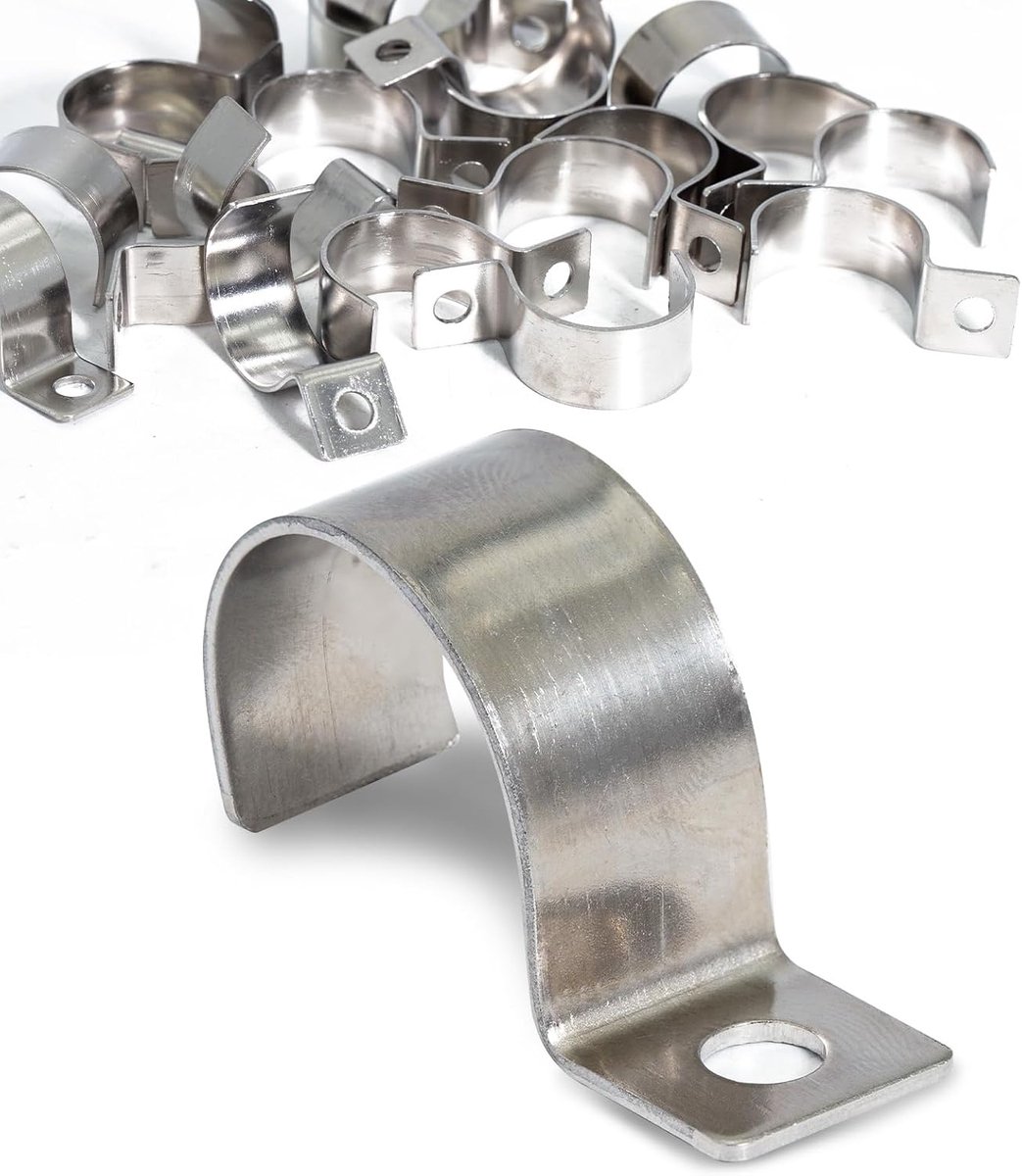 Pack of 24 Cable Clips, Metal Tube Clamps, 20 mm, Cable Clamp for Screwing V2A Stainless Steel, Pipe Clamp, Single - ShopVlot