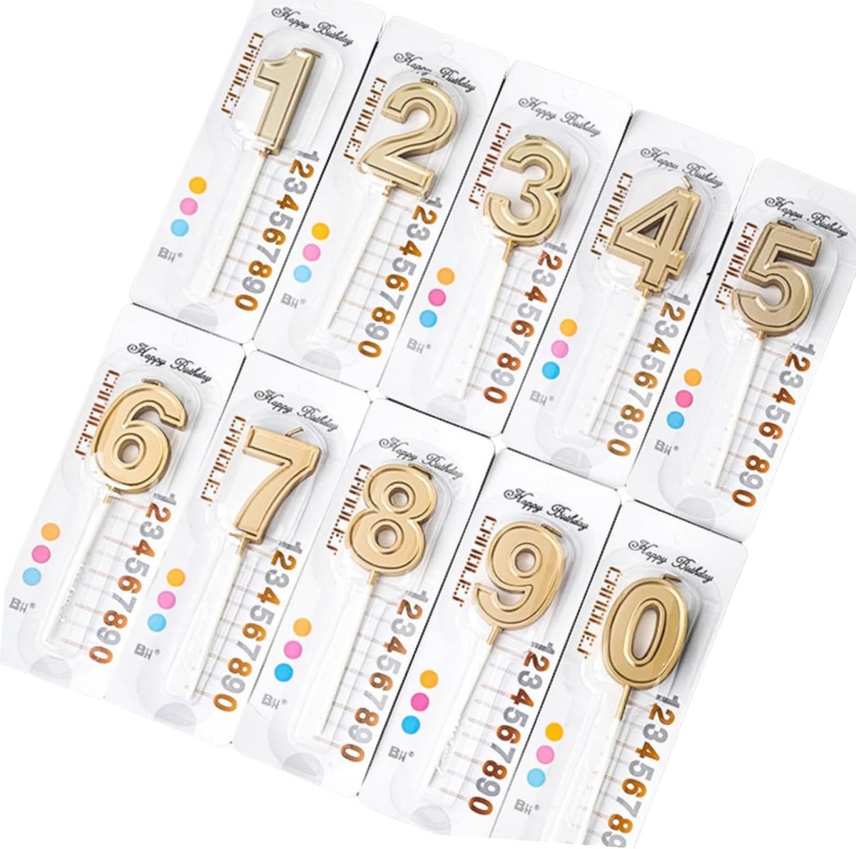 Shirene Birthday Candles, Pack of 10 Gold Glitter Birthday Candles, Numbers Cake Candles, Number 0-9, Birthday Candles - ShopVlot