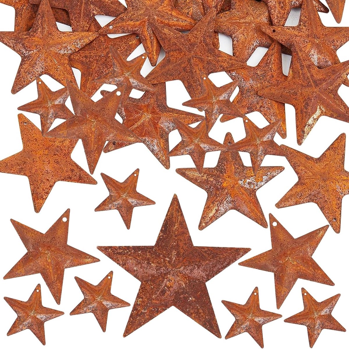 30 Pieces Rusty Metal Stars Sprinkle Decoration Christmas, 2.5-7 cm Rusty Metal Star Confetti Christmas Decoration - ShopVlot