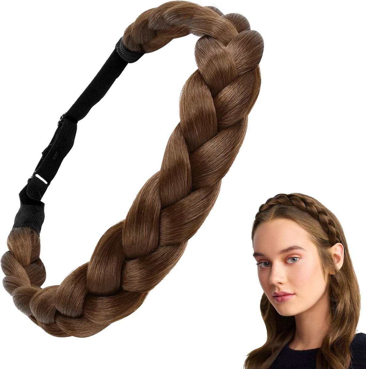 Braided Hair Band Women's Braided Hair Band Braids Adjustable for Girls Oktoberfest Wedding Party - ShopVlot