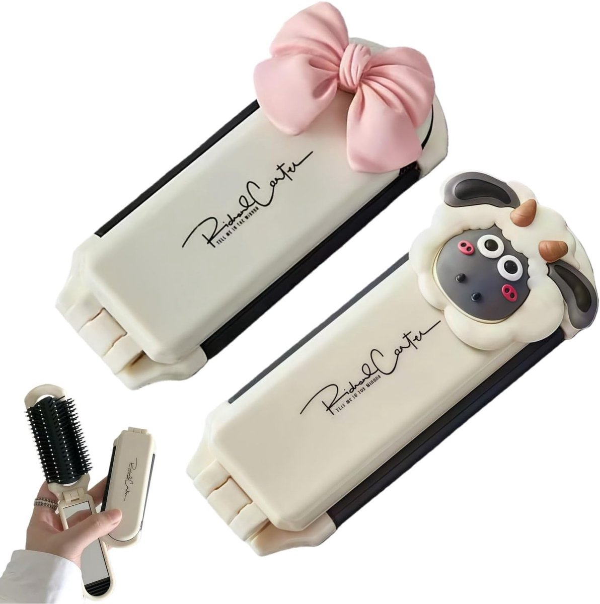Vouwbare Haarkam met Spiegel, Compacte Reisborstel, Draagbare Haarmassagekam voor Vrouwen en Meisjes, Ideaal voor Thuis en Op Reis