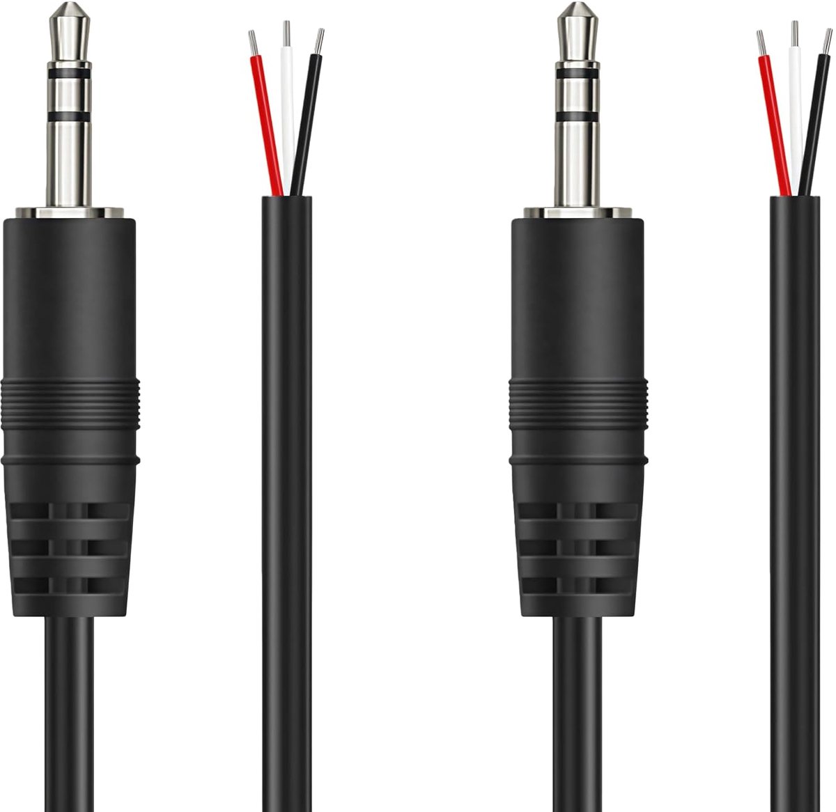 3.5mm TRS stereo kabel 1 meter - 2-pack met pigtail draden - ideaal voor reparatie van audioapparatuur - ShopVlot