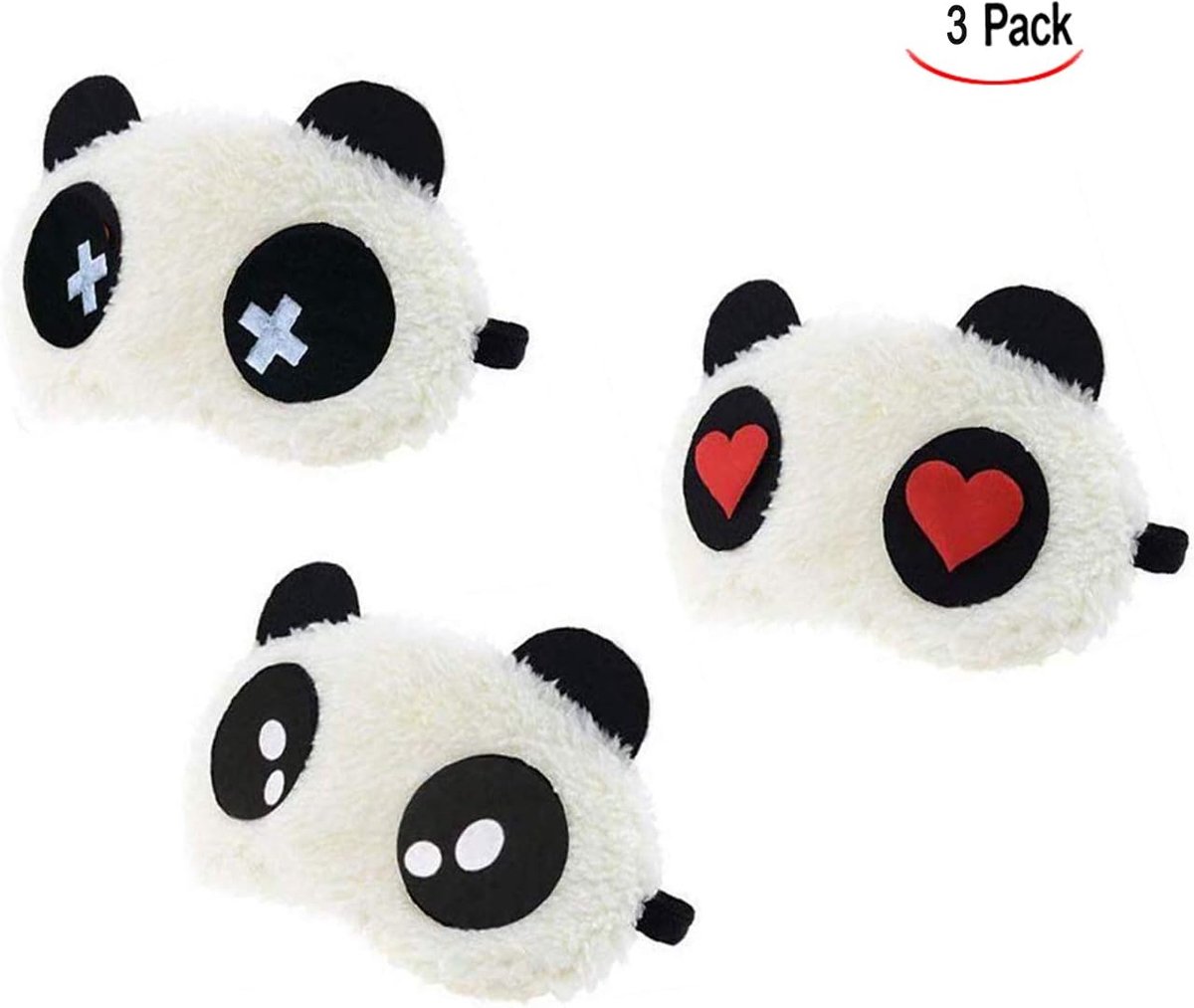 Slaapmasker Panda - 3 Stuks - Fluffy Cartoon - Ideaal voor rustige nachten - ShopVlot